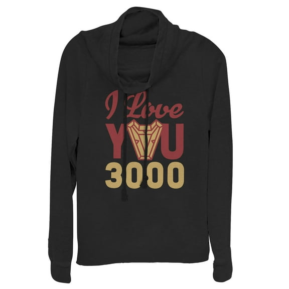 Junior's Marvel Iron Man Arc Heart 3000 Cowl Neck Sweatshirt Black Large