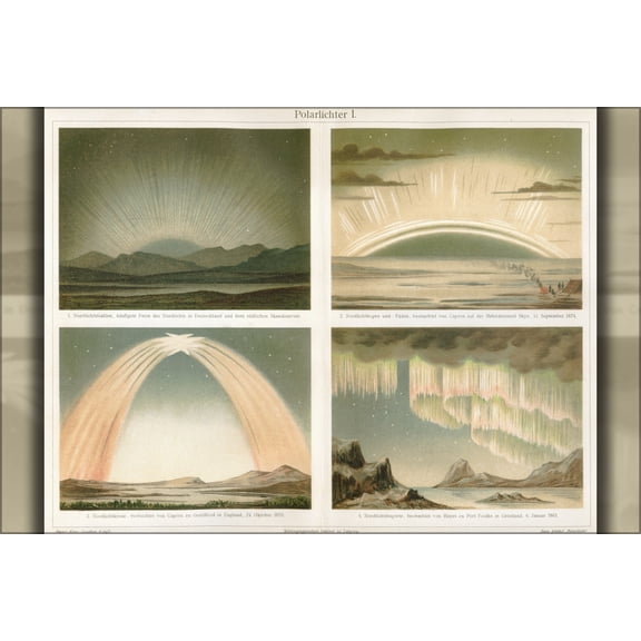 24"x36" Gallery Poster, northern lights aurora borealis 1908