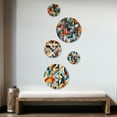 thumbnail image 2 of Designart "Geometric Haze in Blue and Orange I" Geometric Round Wall Art Set Of 5 - Yellow Modern For Bedroom Wall Art Set, 2 of 6