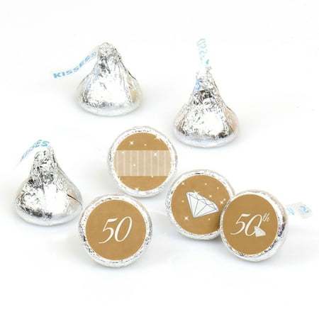 50th Anniversary Congratulations 50th Anniversary - 108 Round Candy Labels Anniversary Party Favors - Fits Hershey's Kisses ()