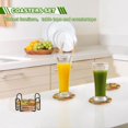 thumbnail image 6 of Yayeee 6 PCS Drink Coasters with Holder Set Woven Absorbent Round Tabletop Hot Pad, Retro Autumn Leaves, 6 of 7