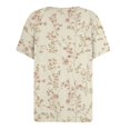 thumbnail image 6 of Floral Print Henley T-Shirt for Women, Short Sleeve V-Neck Button Top - Soft Summer Casual Tee with Slim Fit Beige XL, 6 of 8