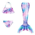 thumbnail image 6 of 3pcs Kids Girls Swimsuit Bathing Suits Kids Tails for Swimming Bikini Fish Tail Set Gift for Girls for Kids Girl 12-13 Years, 6 of 9