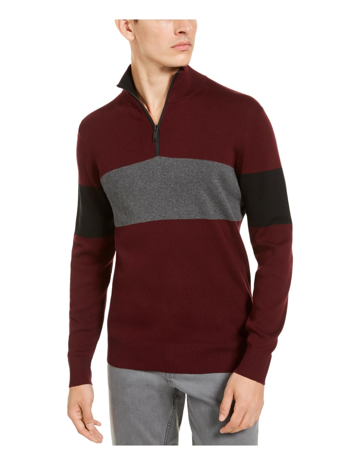 DKNY Mens 1/4 Pullover Sweater Red S Walmart.com