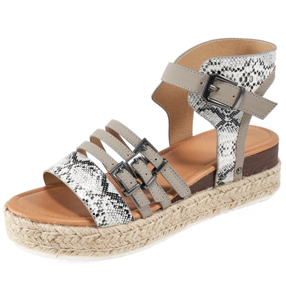 Women's Platform Sandals Wedge Sandal with Casual Open Toe Buckle Ankle Strap Summer Sandals for Women