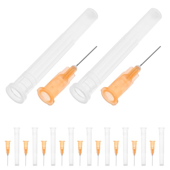 FRCOLOR 100pcs Plastic Dispensing Needles 25g 13mm Industrial Liquid Dispenser Needle For Refilling Liquid Inks Adhesive Glue Orange