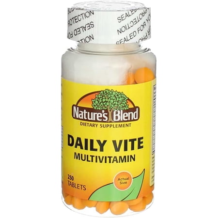 Nature's Blend Daily Vite Multivitamin Supplement for Daily Nutrition - Immune Support, Energy Boost & Improves Heart Health - Iron-Rich Formula - Gluten & Preservatives Free - 250 Tabs - Pack of 2