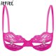 thumbnail image 2 of Sujetador sin forro con pezón abierto y diamantes de imitación brillantes para mujer, lencería transparente de encaje Floral, ropa interior con sujetador de media copa de realce, 2 of 5