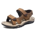 thumbnail image 4 of Hicooer GOOHIK Men's Leather Sandals Hiking Outdoor Water Beach Sports Mens Sandals for Summer with Open Toe Adjustable Straps Light Brown, 4 of 8
