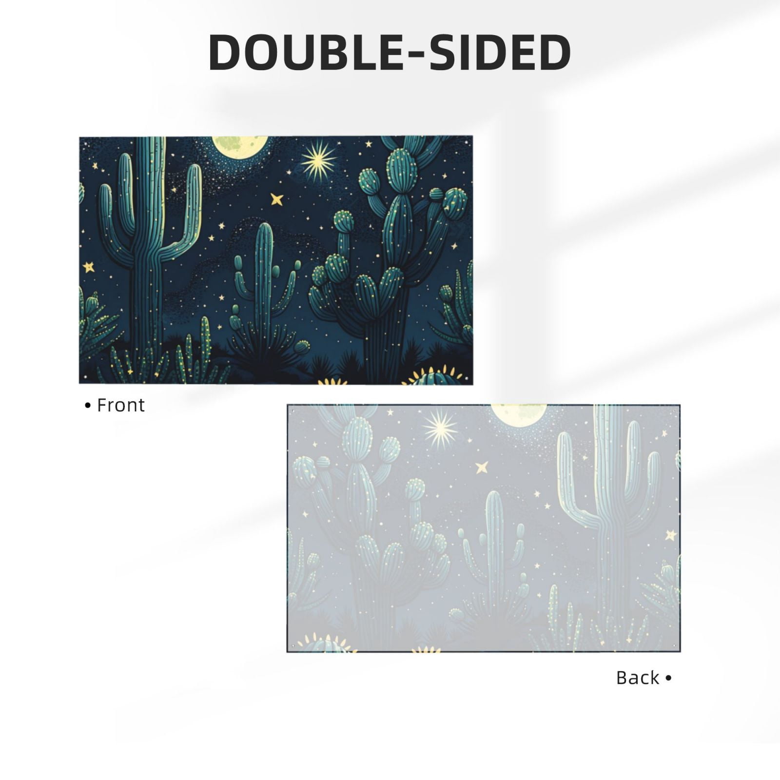 Cactus Starry Moon Stars Four Hole Decorated Banner Flag for Garden Yard Home Decoration Indoor Outdoor 4x6 Ft