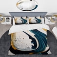 thumbnail image 2 of Designart "Abstract Fusion in Blue and Gold VI" Abstract Bedding Covert Set - Modern Blue Transitional Bed Set With 2 Shams, 2 of 6
