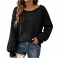 thumbnail image 2 of Snorda Sweaters for Women Roll Crew Neck Cable Knit Sweater Long Sleeve Loose Solid Pullover Thick Soft Textured Casual Vintage Sweaters for Fall Winter Warm Wear, 2 of 8