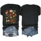 thumbnail image 3 of Blusas de Verano de las Mujeres Flor Impresa Cuello Redondo Manga Corta Superior, Verano Superior de las Mujeres, 3 of 4
