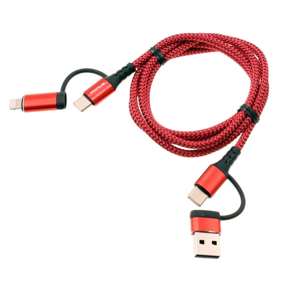 Fast Charger 4-in-1 USB-C Cable for Samsung Galaxy A15/A14 5G Phones - Power Cord [Type-C, iPhone, USB-A] Wire USB for Galaxy A15/A14 5G