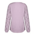 thumbnail image 4 of T-Shirt for Women Women's Loose V-neck Lace Patchwork Long Sleeved Casual T-shirt Top, 4 of 5