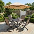 thumbnail image 3 of Yardgrace 5-Piece Patio Dining Set Outdoor Furniture, Swivel Textilene Chairs & Square Table, Brown, 3 of 10