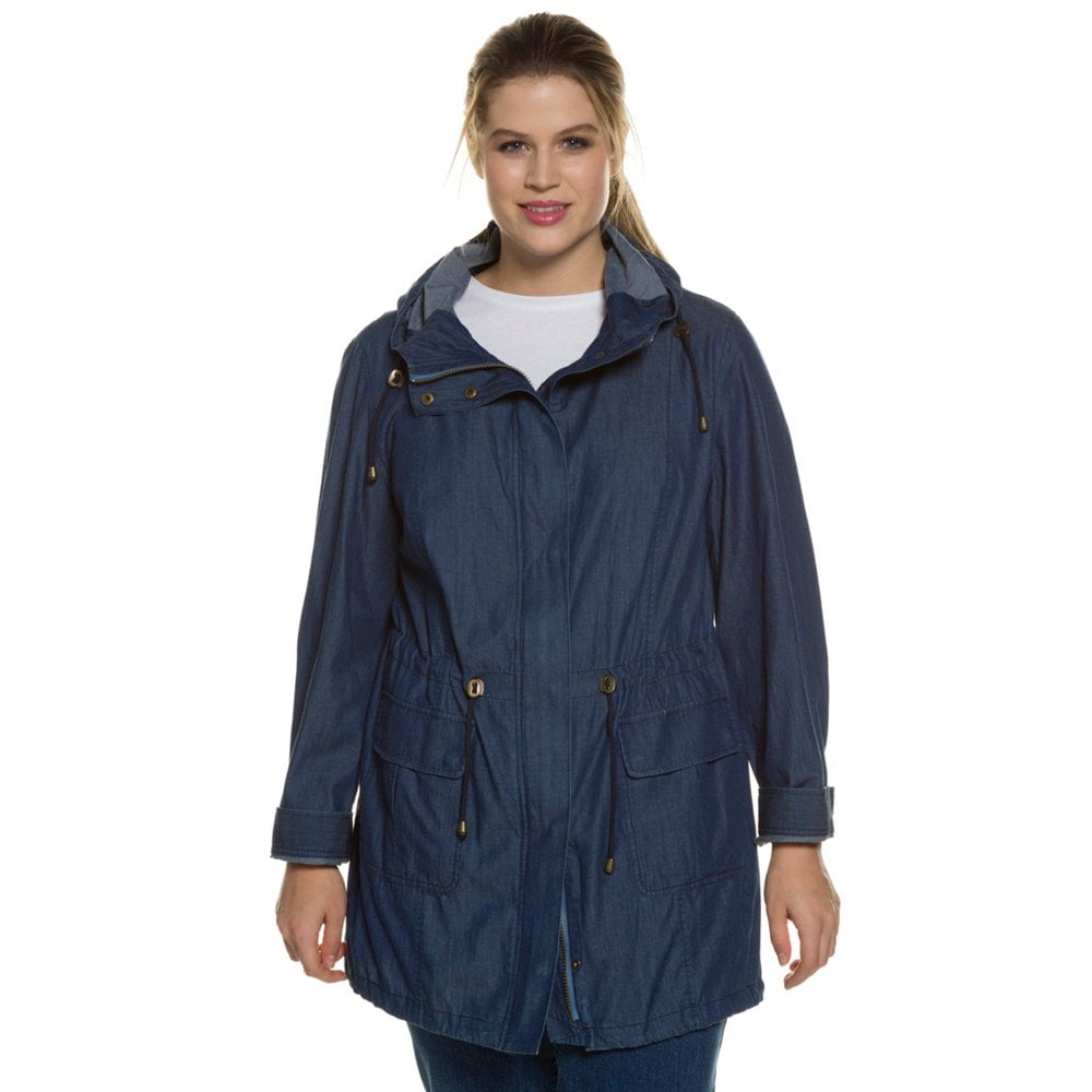 Ulla Popken Women's Plus Size Washed Denim Parka Jacket 703456 by Ulla Popken