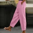 thumbnail image 2 of Jxximdong Cargo Pants for Women, Pocket Cotton Linen Fashion Solid Color Pants Slim Casual Long Pants, Pink Womens Casual Trousers, 2 of 5