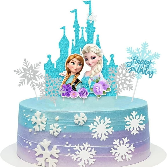 6 PCS Elsa Birthday Party Supplies, Princess Cake Decorations for Birthday Party Decorations Theme Birthday Party Supplies