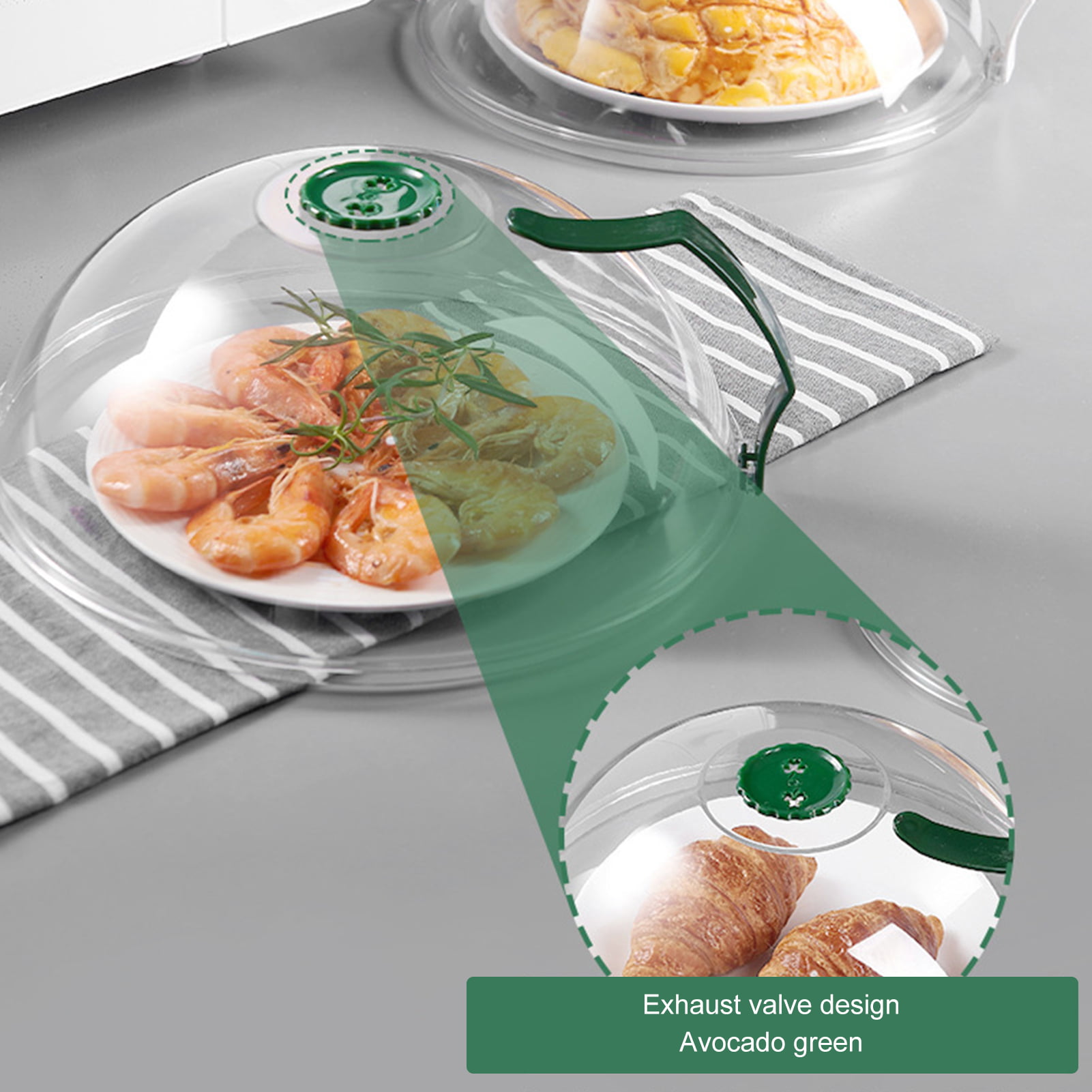 Clear Large Plastic 26cm Food Cover With Steam Vent, Handle