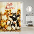 thumbnail image 2 of Manfei Cute Farm Cow Shower Curtain 72Wx72L,Autumn Pumpkin Sunflowers Bathroom Curtain,Cream Orange, 2 of 6
