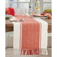 thumbnail image 2 of Fennco Styles Dobby Striped Cotton Textured Table Runner 16" W x 72" L - Orange Knotted Tassels Table Cover for Home Décor, Dining Table, Banquet, Family Gathering and Special Occasion, 2 of 3