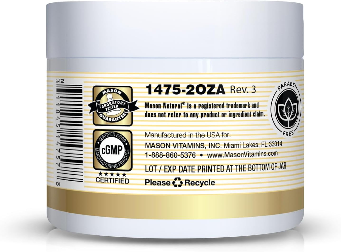 MASON NATURAL Collagen Premium Skin Cream - Anti-Aging Face and Body Moisturizer, Intense Skin Hydration and Firmness, Pear Scent, Paraben Free, 2 OZ (Pack of 3)