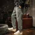 thumbnail image 2 of Pantalones vaqueros grises para hombre, pantalones vaqueros para hombre, pantalones cargo negros de pierna ancha, holgados para primavera y otoño, moda 2024, estilo callejero japonés, coreano, tallas, 2 of 5