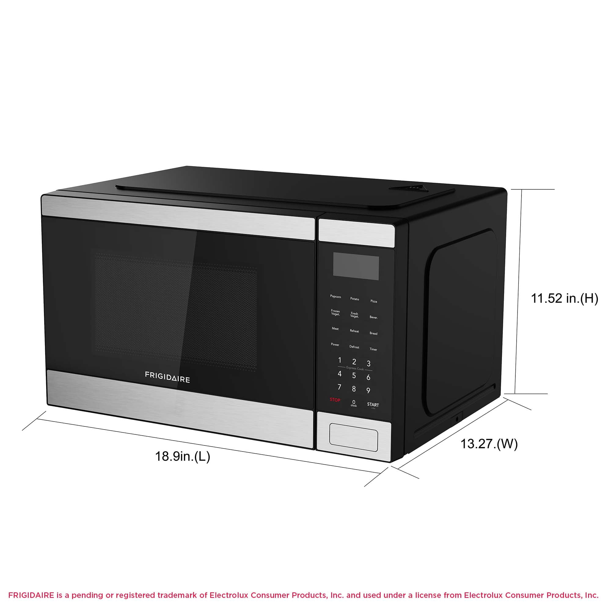 Frigidaire 0.9 Cu. Ft. Countertop Microwave Oven, 1000 Watt Microwave with 10 Power Levels, Stainless Steel