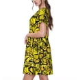 thumbnail image 2 of Fotbe Yellow Butterflies Vestido Largo de Moda para Mujer, Vestido Tipo Camiseta con Manga Corta y Estilo Casual a Rayas y Bloques de Color, 2 of 6