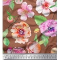 thumbnail image 1 of Soimoi Cotton Cambric Fabric Leaves,Rose & Anemone Flower Decor Fabric Printed Yard 42 Inch Wide, 1 of 1