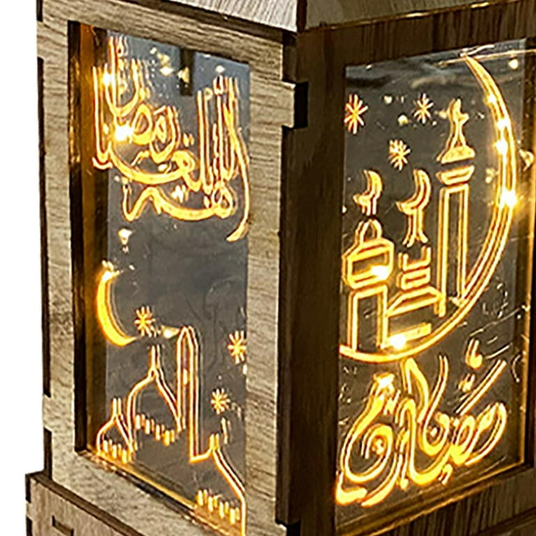 Eid Ramadan , Wood ,Battery Operated ,Decorative Table Lamp for garden and  home and indoor and outdoor Lighting Decoration - B B