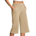 thumbnail image 2 of Kmdttou Dressy Capri Pants for Women Plus Size High Waist Stretch Womens Golf Capris Wide-leg Pants for Summer with Pockets Culottes Work Casual Save to 65% off!, 2 of 8