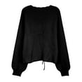 thumbnail image 4 of Christmas Sweaters for Women Casual Pullover Sweater Deep V Neck Tie Drawstring Long Sleeve Ruffle Hem Blouse Soft Comfortable Knit Wear Christmas Sweaters, 4 of 5