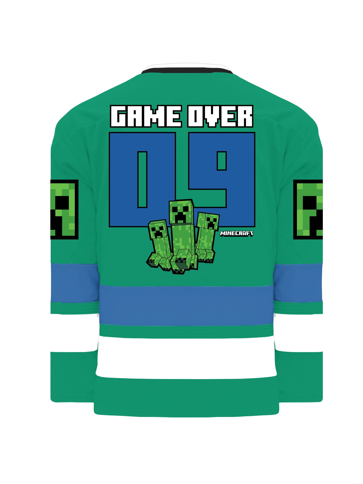 Minecraft Boys and Big Boys Game Over Creeper Graphic Hockey Jersey, Sizes 4-18