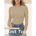 thumbnail image 2 of Women's Ribbed Long Sleeve Crewneck Sweater Knit Fitted Soft Light Pullovers Sweater Fall Basic Casual Tops, 2 of 7