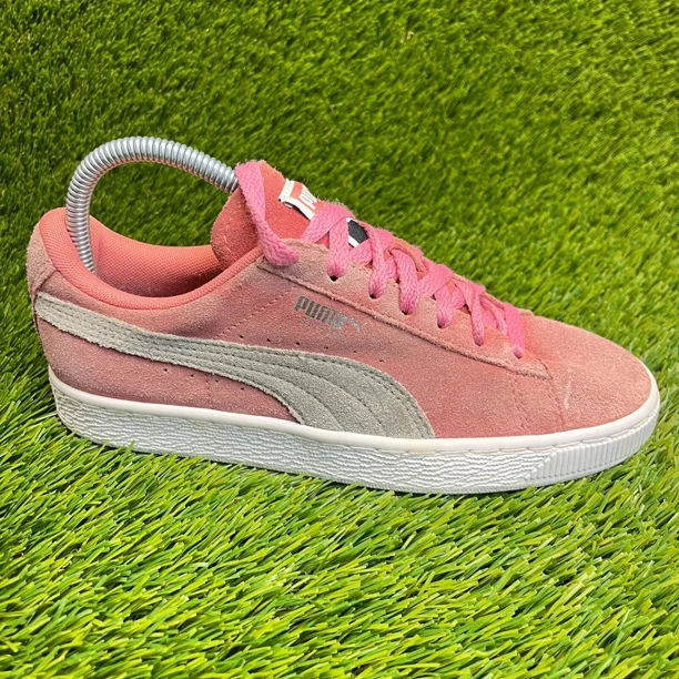 PU & MA Suede Classic Womens Size 7 Pink Gray White Athletic Walking Shoes Sneakers