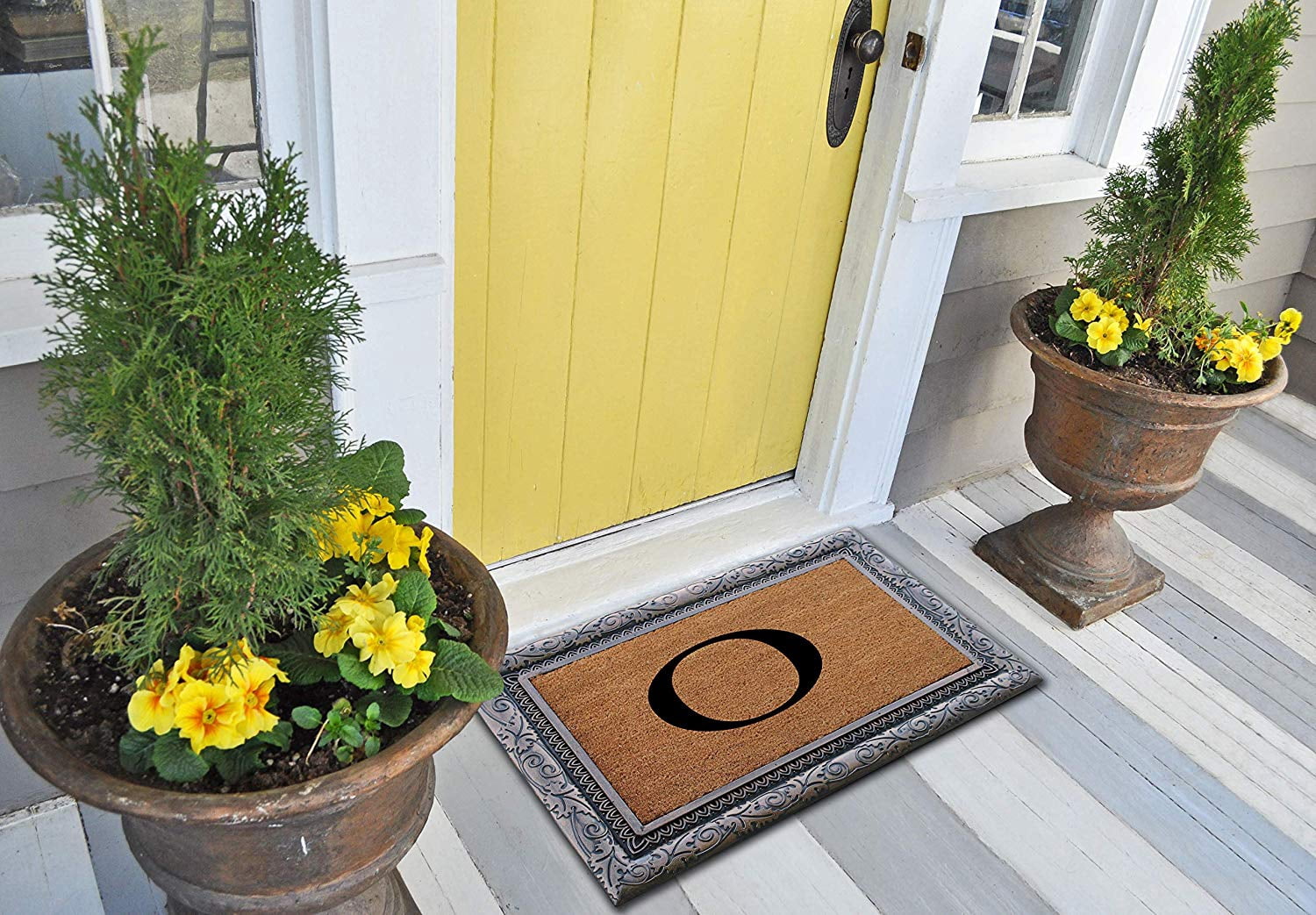 A1HC First Impression Rubber and Coir Albena 24" X 36" Bronze Finished Heavy Duty Monogrammed Doormat