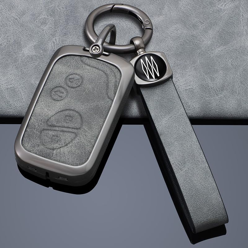 Gray Metal Leather Key Fob Cover Fit for Lexus GX460 RX350 ES350 IS250 GX460 LX570 IS350 GS430 GS300 GS450h is-C is-F Keyless Key Holder with Keychain