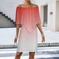 thumbnail image 2 of Aesthetic Traffic Red And White Gradient Women's Off The Shoulder Ruffles Summer Wedding Guest Loose Casual Party Beach Dress, 2 of 9
