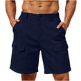 thumbnail image 2 of Men's Hiking Cargo Shorts with Zipper Pockets 7" Lightweight Quick Dry Casual Shorts for Men Golf Work (Navy,S), 2 of 7