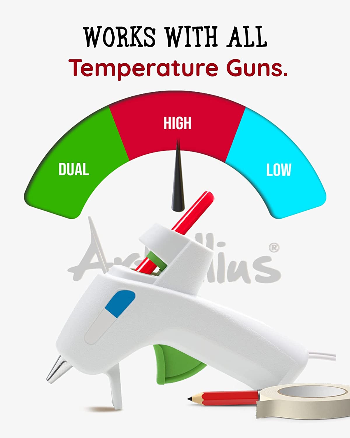 Artellius 100 Pack Red Hot Melt Mini Glue Gun Sticks 4 inch x 0.27 inch for DIY, Art Craft & Repair Bonding, Colored Glue Sticks