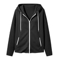 thumbnail image 5 of cocolona Hoodies for Women Solid Color Long Sleeve Fall Winter Drawstring Sweatshirts Loose Casual Zipper Jackets with Pockets, 5 of 7
