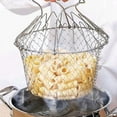 thumbnail image 3 of HLONK Collapsible Colander  Foldable Frying Basket  Chip Basket for Frying  Stainless Steel Cooking Strainer for Filtering of French Fries and Other Foods Silver, 3 of 9