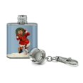 thumbnail image 2 of Christmas Holiday Santa Claus with Dog Cat Wreath Stainless Steel 1oz Mini Flask Key Chain, 2 of 4