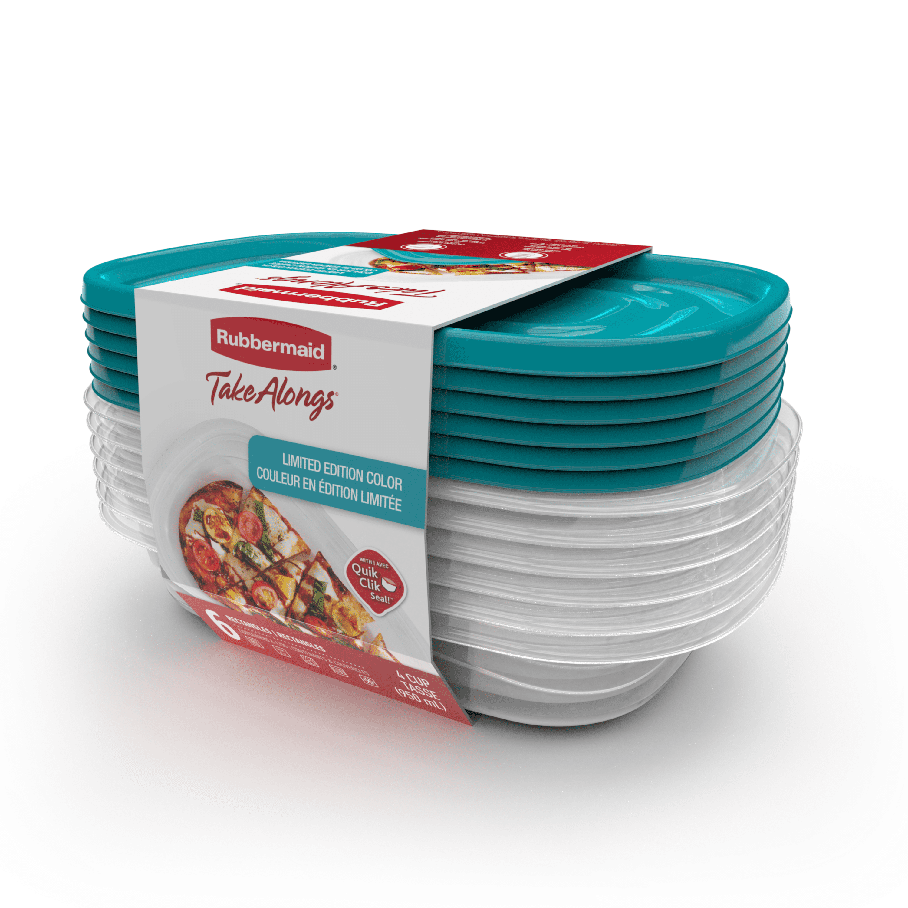 Rubbermaid TakeAlongs 6.2-Cup Round Food Storage Containers,  Special-Edition Turquoise Spell Blue, 6pk