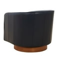 thumbnail image 2 of Pemberly Row Midnight Blue Top Grain Leather Wood Base Swivel Barrel Chair, 2 of 9