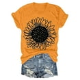 thumbnail image 2 of Bovemsi Women's Sunflowers Short Sleeve T Shirts Vintage Cute Graphic Crew Neck Summer Casual Tops, Yellow Women's Summer Short Sleeve T-Shirts, 3XL, 2 of 4