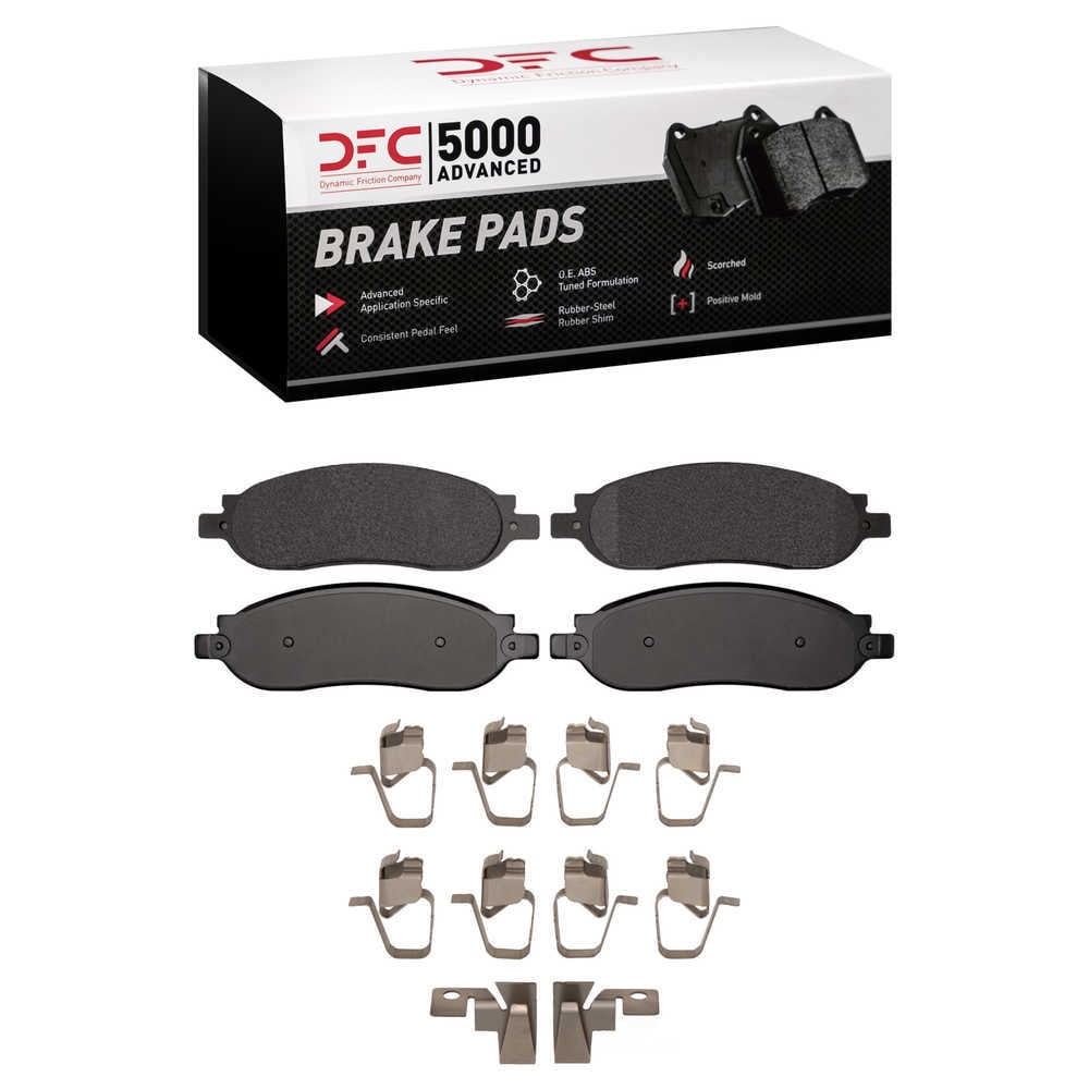 Dynamic Friction Company 1551-1068-01 DFC 5000 Advanced Brake Pads - Semi Metallic and Hardware Kit