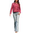 thumbnail image 2 of INSPIRE CHIC Faux Suede Fringe Jacket for Women's Button Down Long Sleeve Western Vintage Jackets L Red, 2 of 6